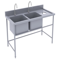 Chậu rửa inox đôi có họng thoát rác