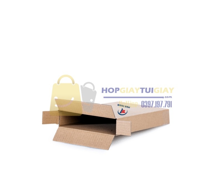Hộp giấy carton vàng mở nắp bên